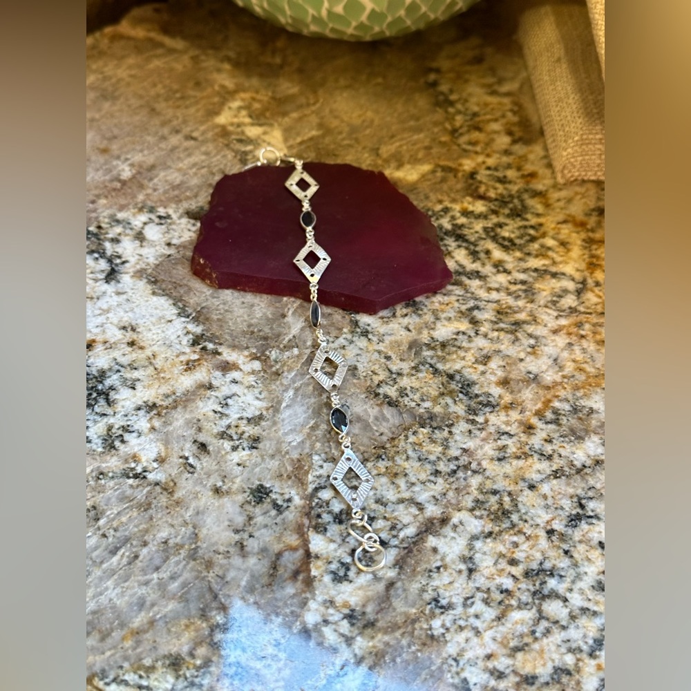 Silver Iolite Stone Bracelet